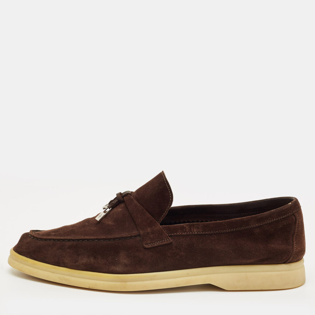 luxury-men-loro-piana-used-shoes-p1224402-010-1.jpg Loro Piana Dark Brown Suede Summer Charms Walk Loafers Size 40.5
