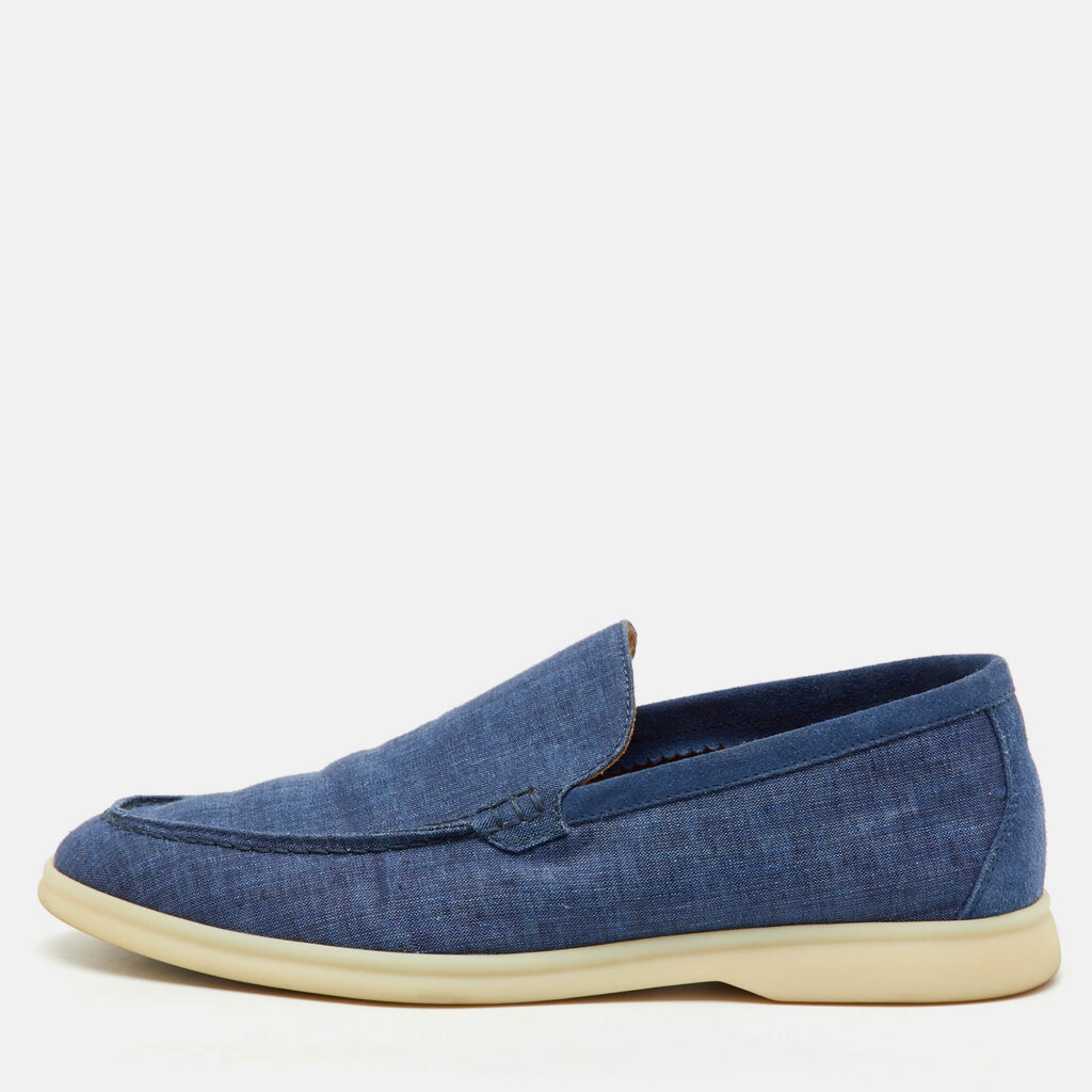 luxury-men-loro-piana-used-shoes-p1230036-010.jpg Loro Piana Blue Fabric and Suede Summer Walk Loafers Size 39