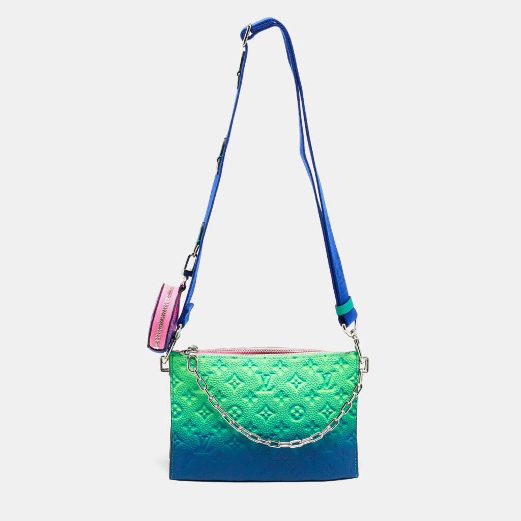 Louis Vuitton Bleu/Rose Monogram Taurillon Illusion Leather Trio Pouch Bag Louis Vuitton Bleu/Rose Monogram Taurillon Illusion Leather Trio Pouch Bag