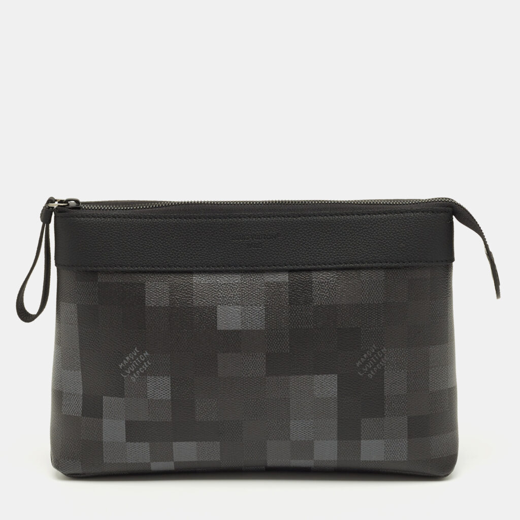 Louis Vuitton Black Damoflage Canvas Pochette Voyage Souple Louis Vuitton Black Damoflage Canvas Pochette Voyage Souple
