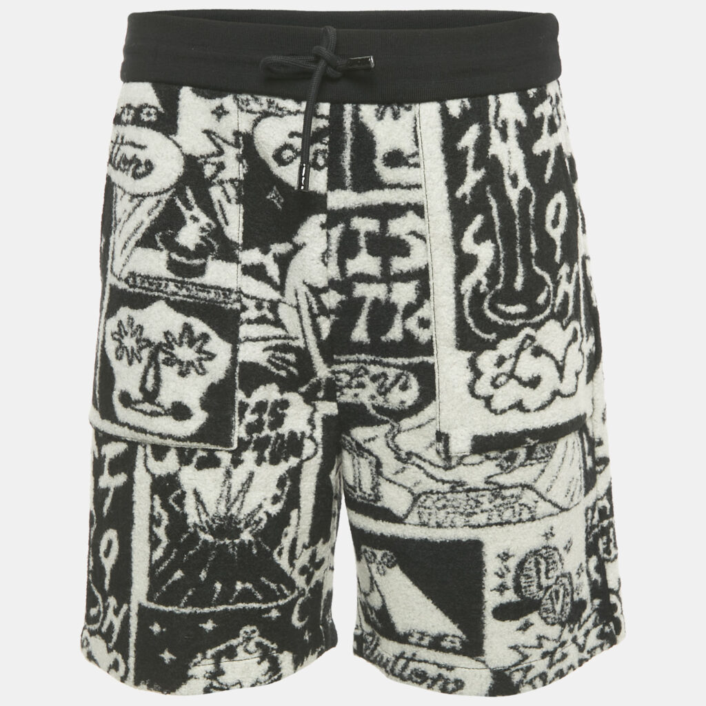 Louis Vuitton Black Cartoon Print Terry Wool Shorts L Louis Vuitton Black Cartoon Print Terry Wool Shorts L