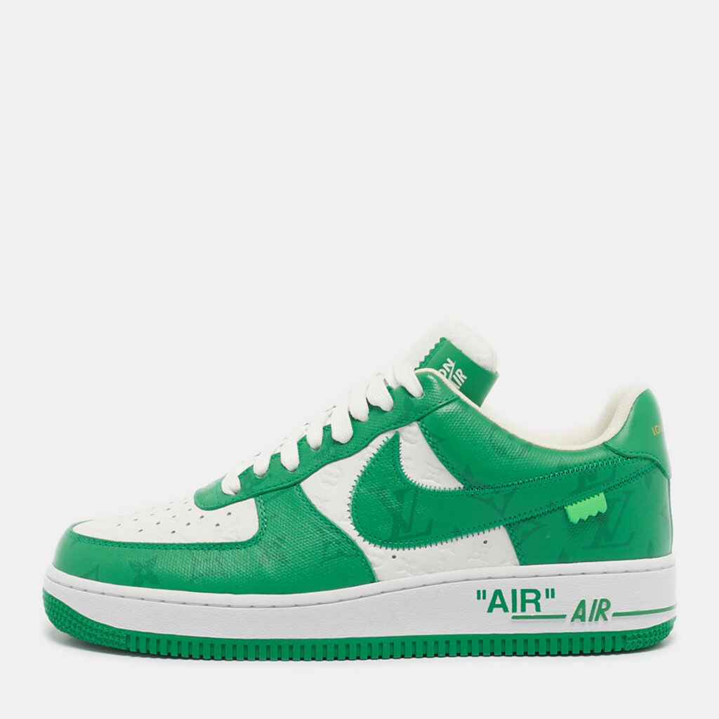 Louis Vuitton x Nike Green/White Monogram Canvas and Leather Air Force 1 Sneakers Size 41 Louis Vuitton x Nike Green/White Monogram Canvas and Leather Air Force 1 Sneakers Size 41