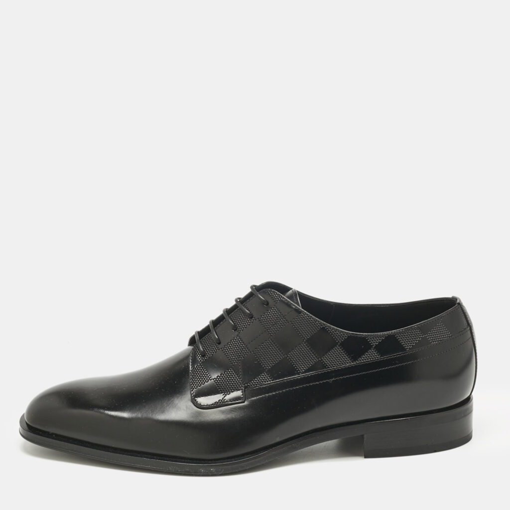 Louis Vuitton Black Damier Leather Haussmann Derby Size 42.5 Louis Vuitton Black Damier Leather Haussmann Derby Size 42.5