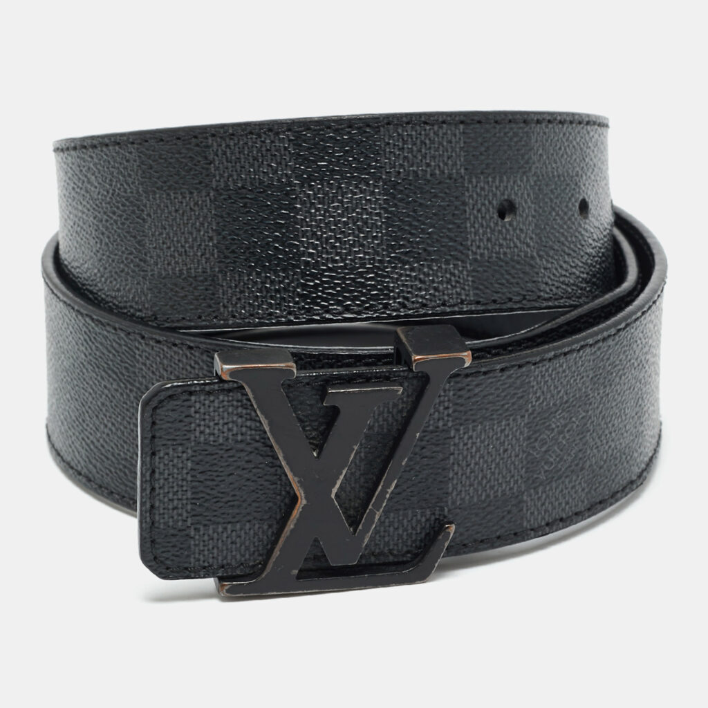 Louis Vuitton Damier Graphite Canvas LV Initiales Belt 90 CM Louis Vuitton Damier Graphite Canvas LV Initiales Belt 90 CM