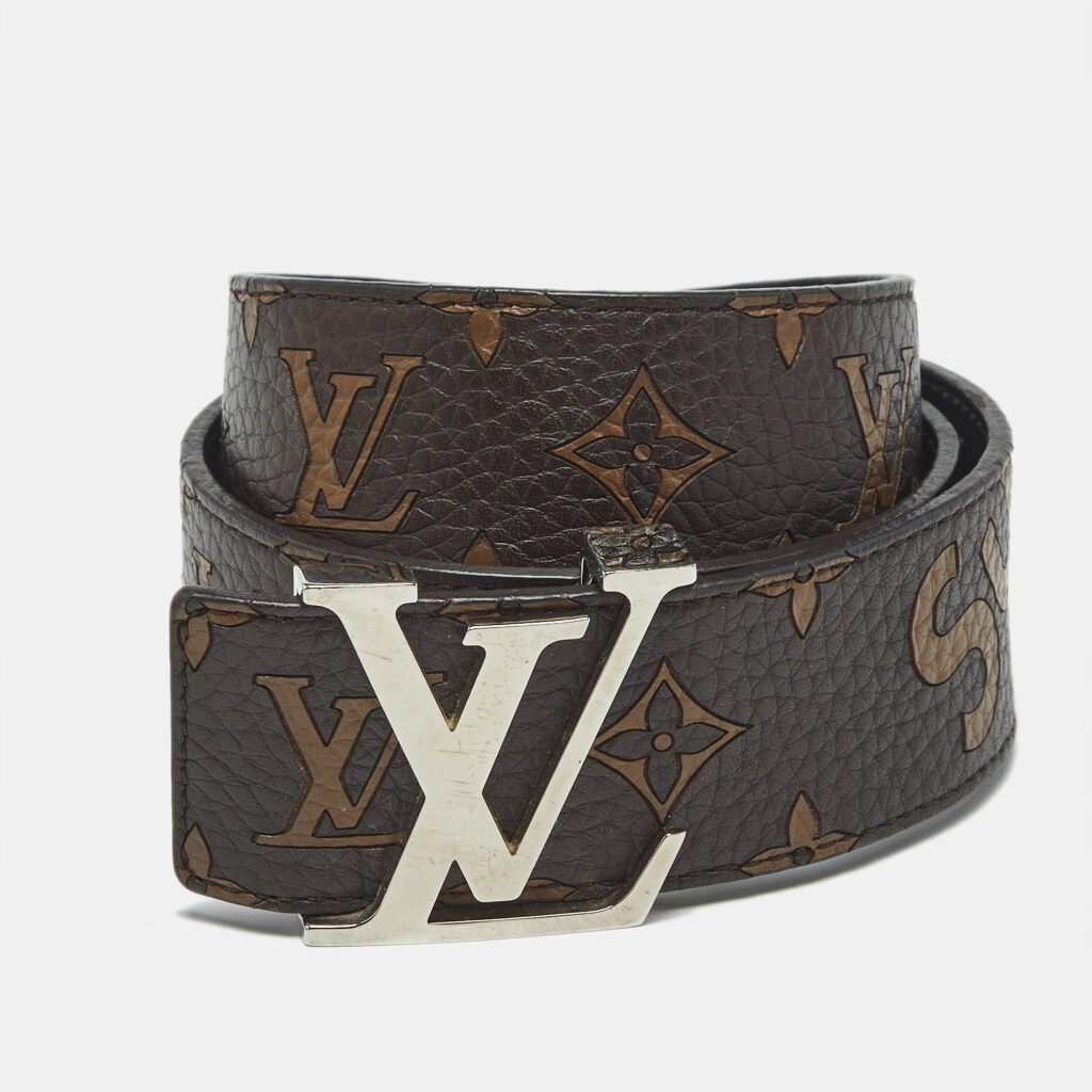 Louis Vuitton x Supreme Brown Monogram Leather LV Initiales Belt 90 CM Louis Vuitton x Supreme Brown Monogram Leather LV Initiales Belt 90 CM