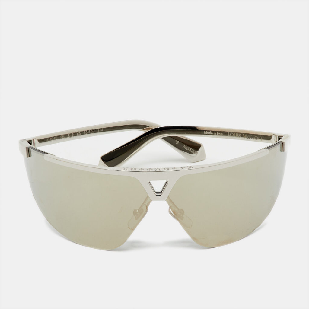 Louis Vuitton Silver Tone Z1906U 1.1 Evidence Futura Mask Sunglasses Louis Vuitton Silver Tone Z1906U 1.1 Evidence Futura Mask Sunglasses