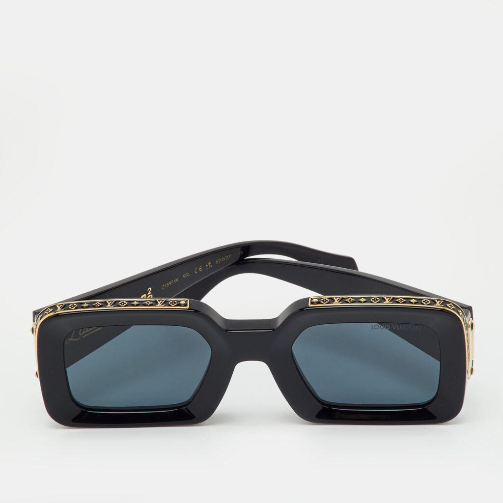 Louis Vuitton Black/Gold Z1591W Zillionaires Rectangular Sunglasses