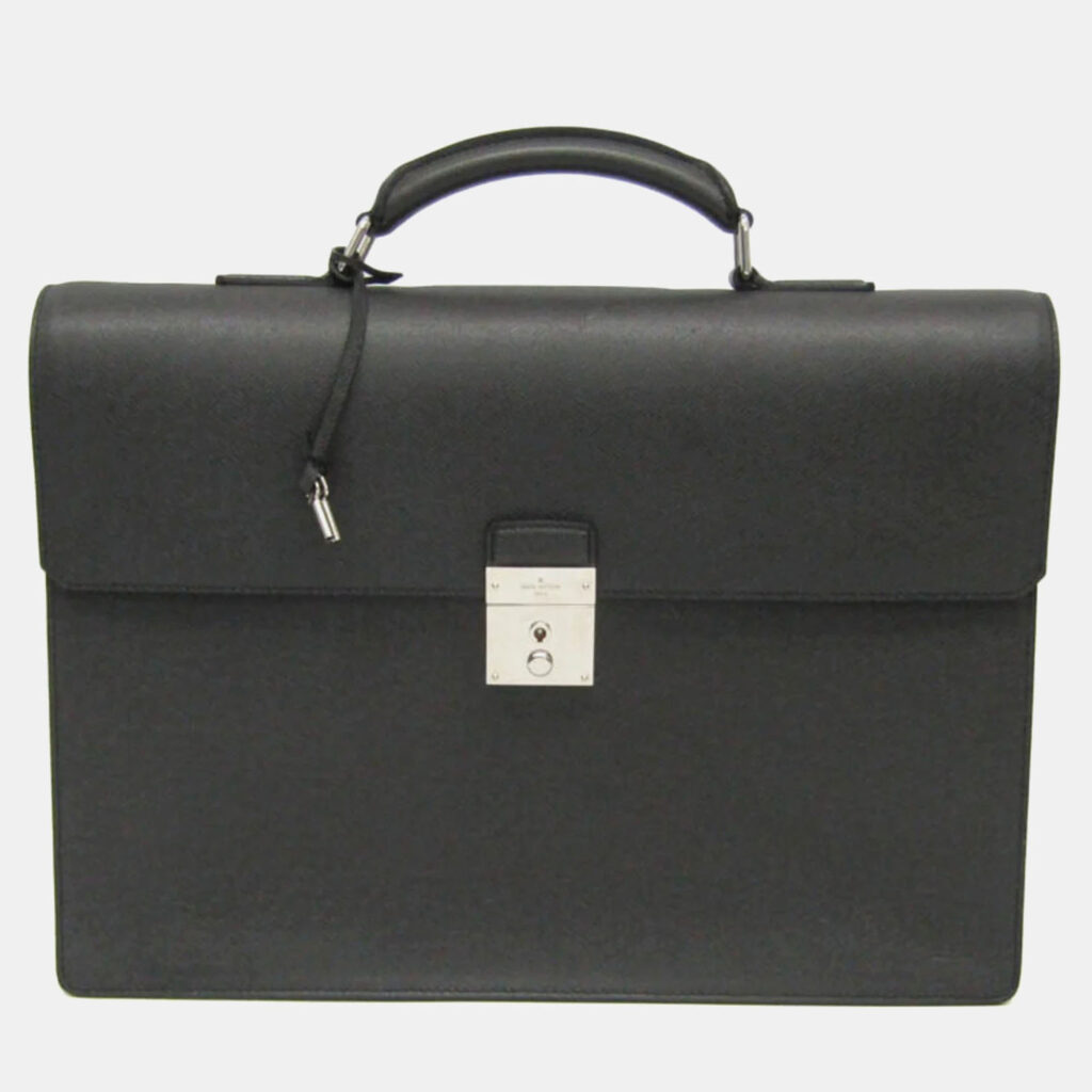 Louis Vuitton Black Taiga Leather Serviette Robusto 2 Business Briefcase Bag