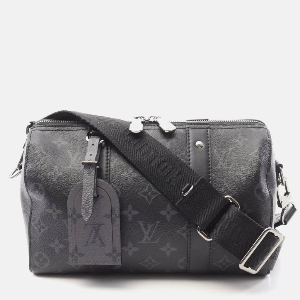 Louis Vuitton City Keepall Black Grey Monogram Eclipse Coated Canvas Leather Shoulder Bag Louis Vuitton City Keepall Black Grey Monogram Eclipse Coated Canvas Leather Shoulder Bag