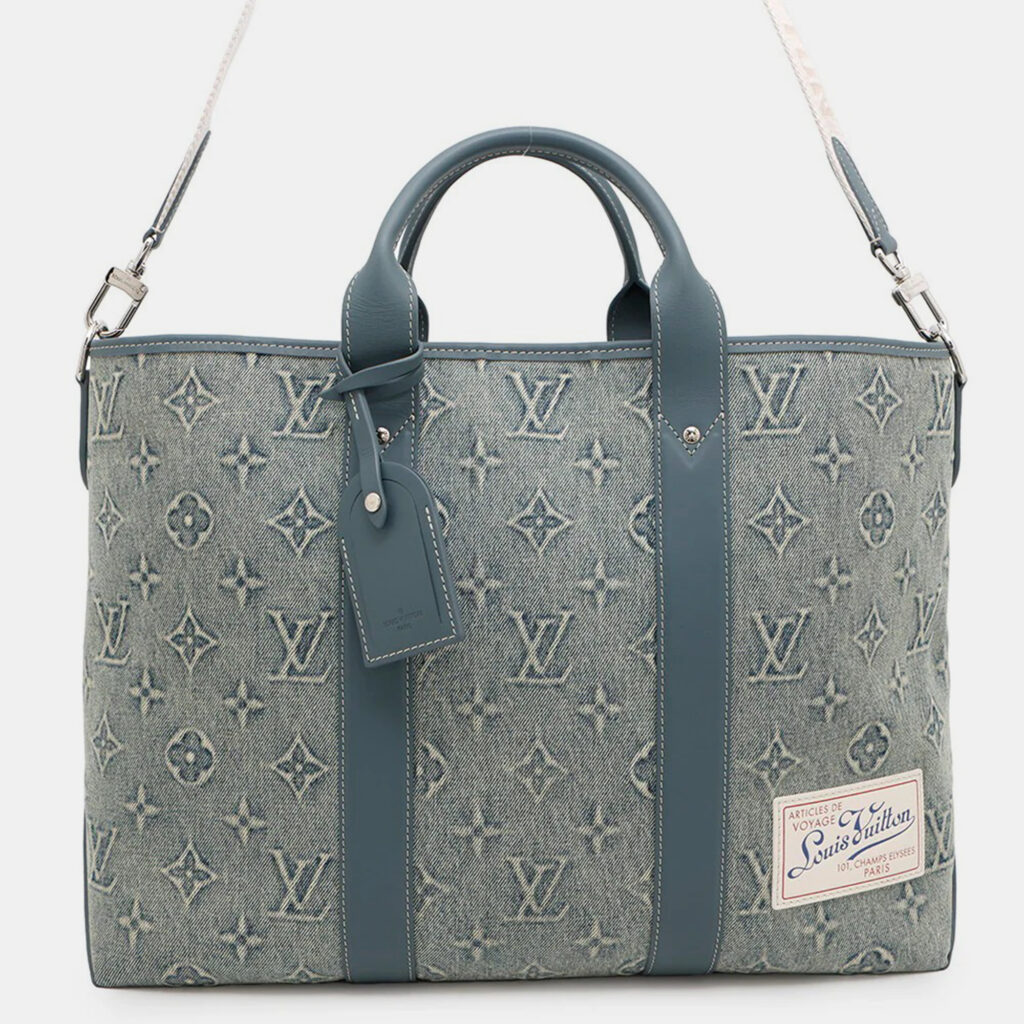 Louis Vuitton Weekend Blue Monogram Washed Denim Tote Bag Louis Vuitton Weekend Blue Monogram Washed Denim Tote Bag