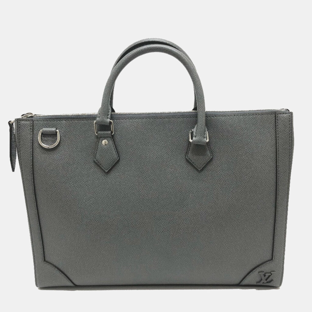 Louis Vuitton Slim Briefcase Grey Leather Top Handle Bag Louis Vuitton Slim Briefcase Grey Leather Top Handle Bag