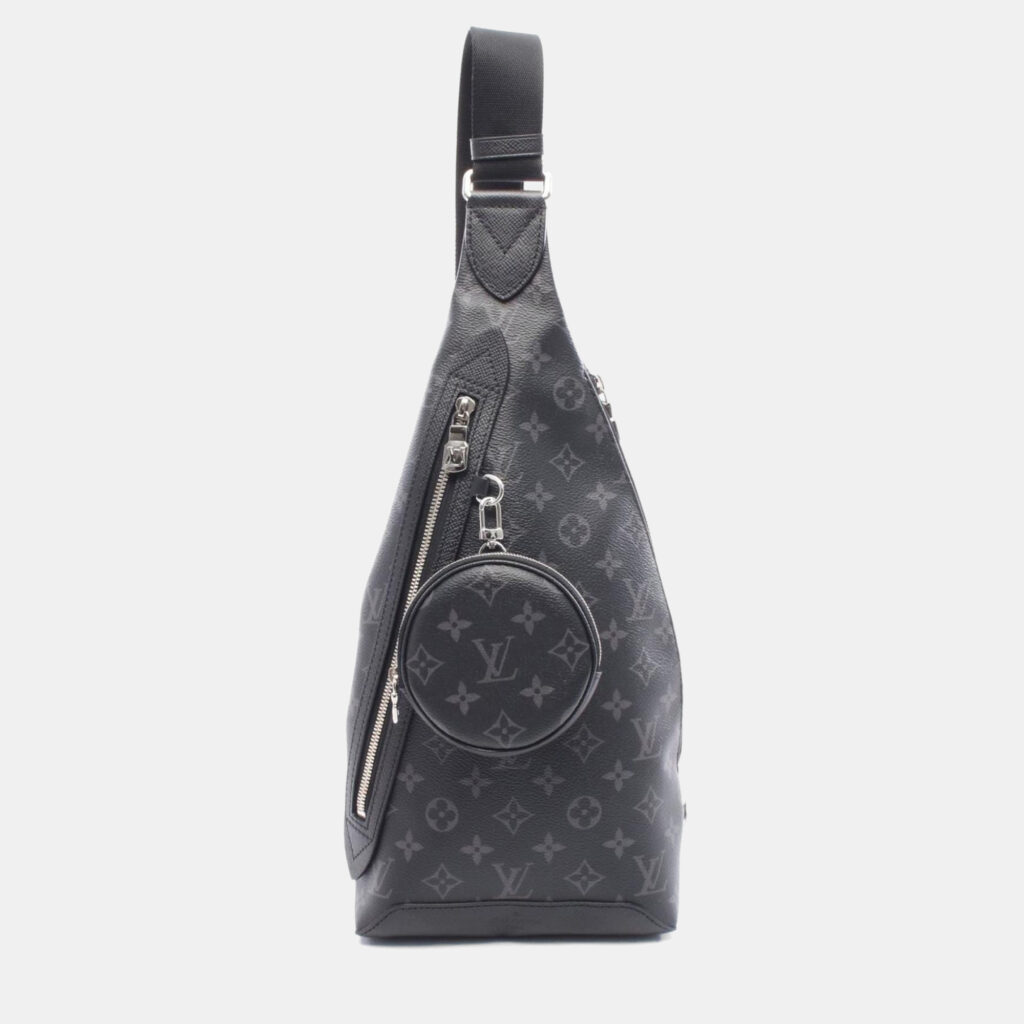 Louis Vuitton Duo Waist Body Taiga Rama Black Coated Canvas Leather Bag Louis Vuitton Duo Waist Body Taiga Rama Black Coated Canvas Leather Bag
