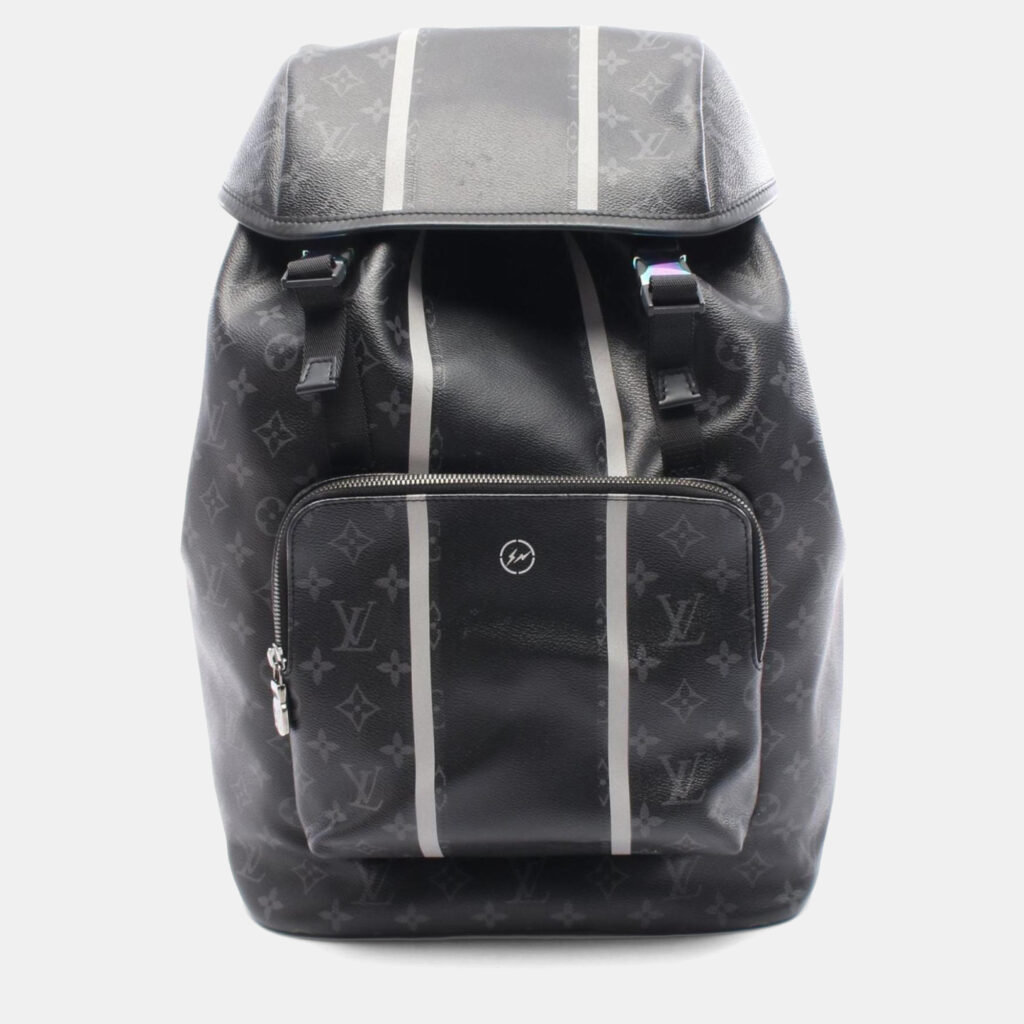 Louis Vuitton X Fragment Design Black Monogram Eclipse Leather Canvas Backpack Louis Vuitton X Fragment Design Black Monogram Eclipse Leather Canvas Backpack