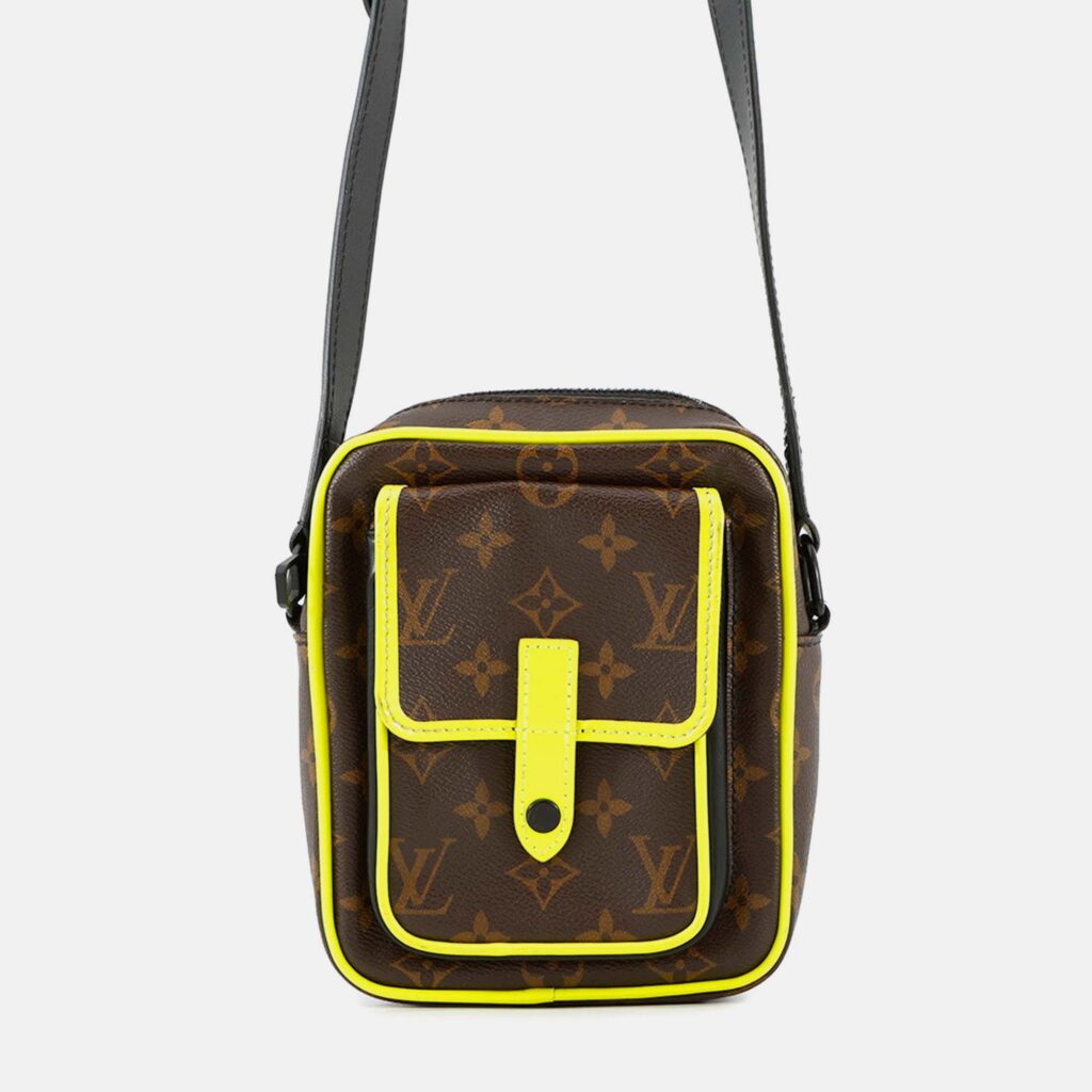 Louis Vuitton Christopher Wearable Wallet Noir/Brown/Neon Yellow Monogram Macassar Canvas