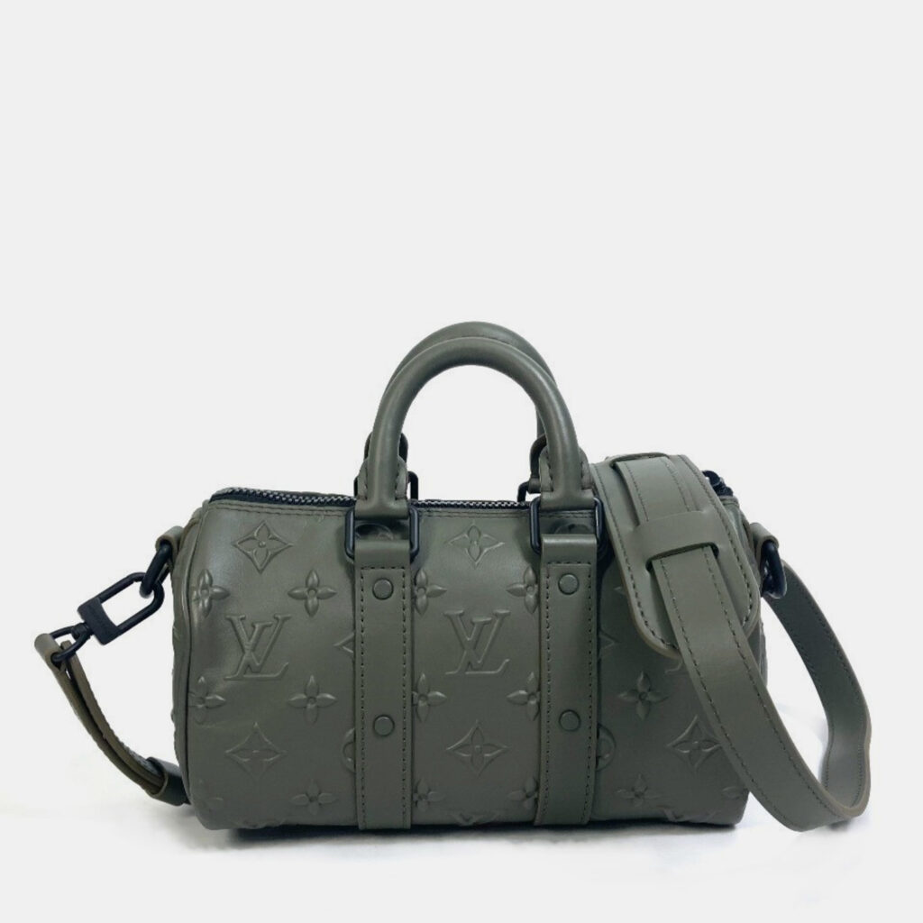 Louis Vuitton M57961 Khaki Monogram Leather Seal Keepall XS 2 Way Handbag