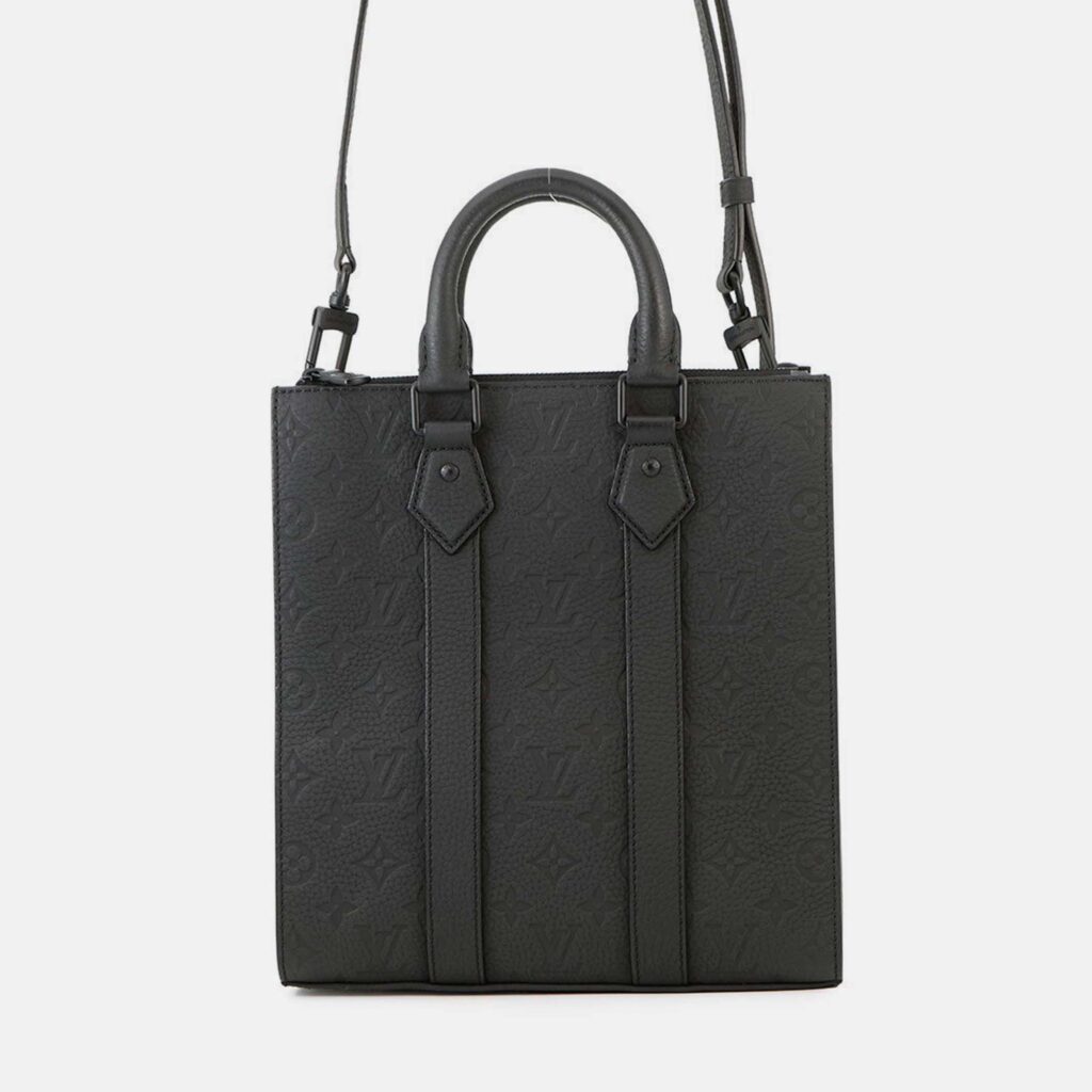Louis Vuitton Sac Plat Black Taurillon Monogram Leather Tote Bag Louis Vuitton Sac Plat Black Taurillon Monogram Leather Tote Bag