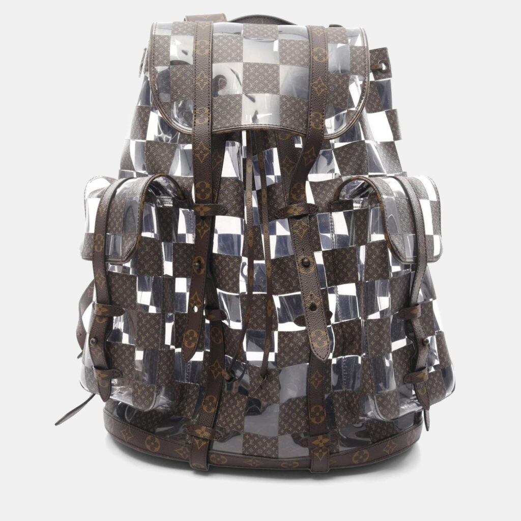 Louis Vuitton Christopher MM Monogram Chess Brown Coated Canvas Backpack Louis Vuitton Christopher MM Monogram Chess Brown Coated Canvas Backpack