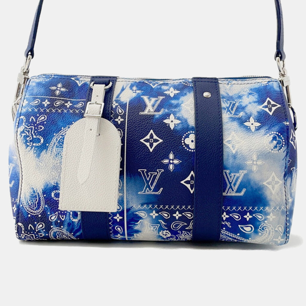 Louis Vuitton City Keepall Blue White Monogram Bandana Coated Canvas Shoulder Bag Louis Vuitton City Keepall Blue White Monogram Bandana Coated Canvas Shoulder Bag
