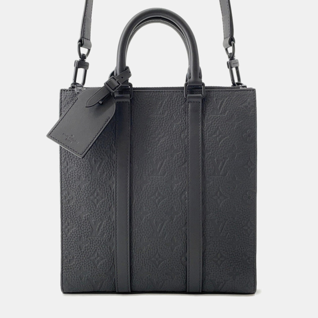 Louis Vuitton Sac Plat Black Taurillon Monogram Leather Tote Bag Louis Vuitton Sac Plat Black Taurillon Monogram Leather Tote Bag