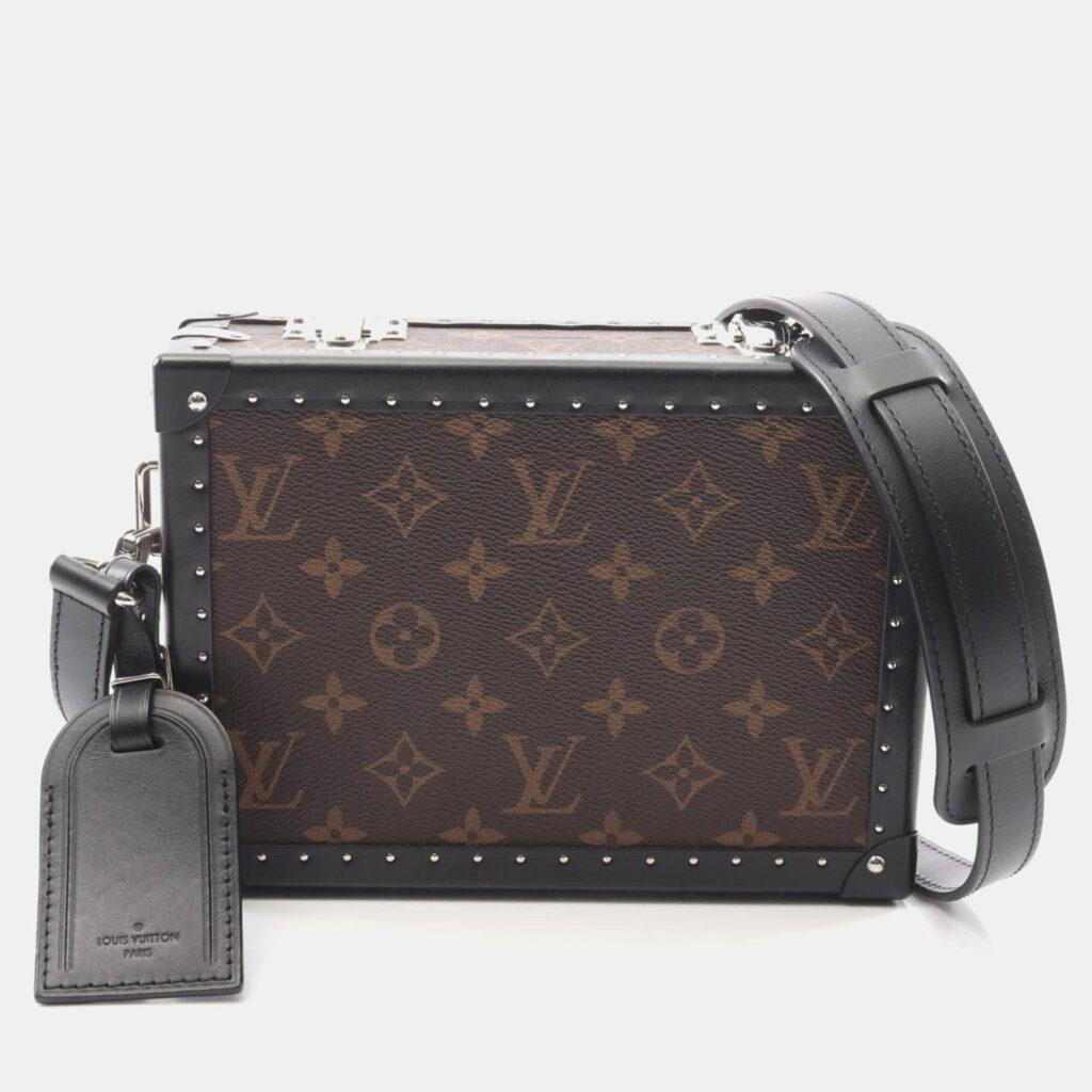 Louis Vuitton Clutch Box Brown Black Monogram Coated Canvas and Leather Shoulder Bag Louis Vuitton Clutch Box Brown Black Monogram Coated Canvas and Leather Shoulder Bag