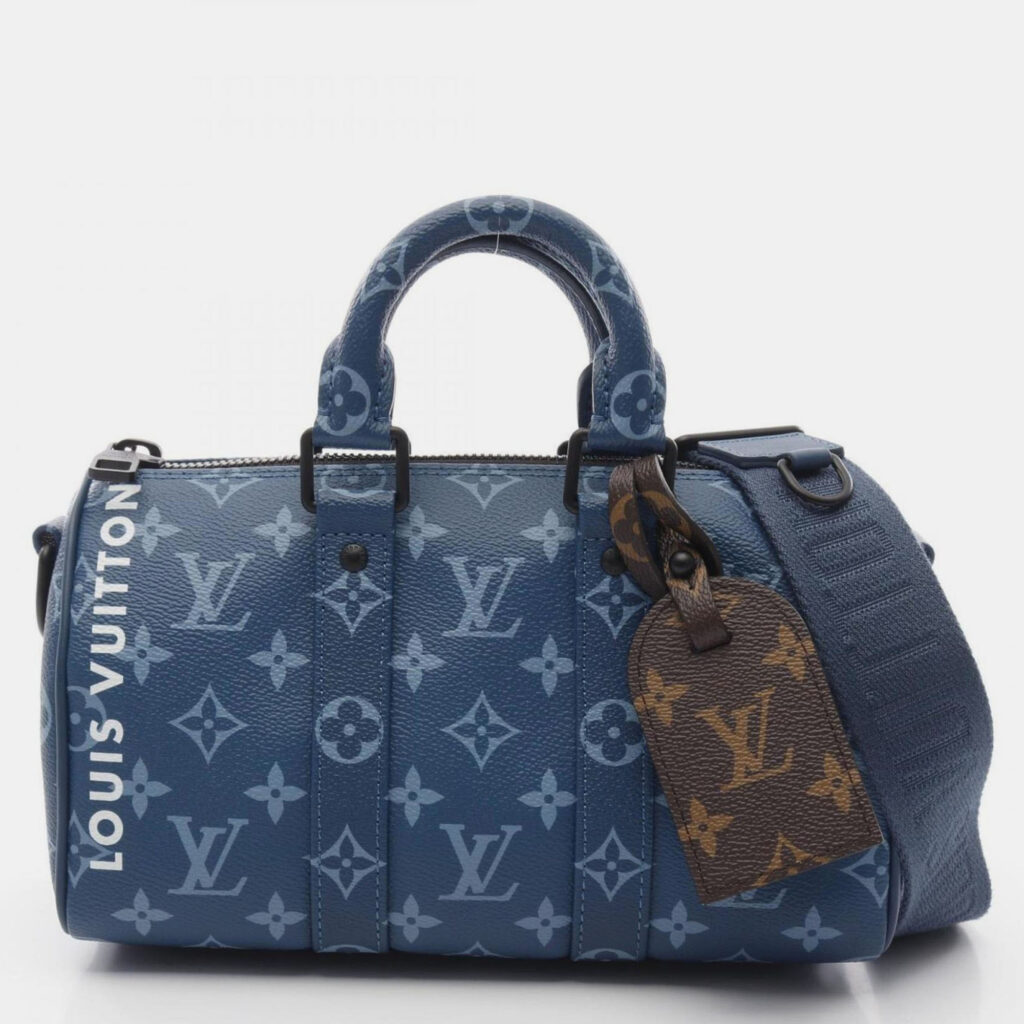 Louis Vuitton Keepall Bandouliere Monogram Atlantic 25 Blue Coated Canvas Duffel Bag Louis Vuitton Keepall Bandouliere Monogram Atlantic 25 Blue Coated Canvas Duffel Bag