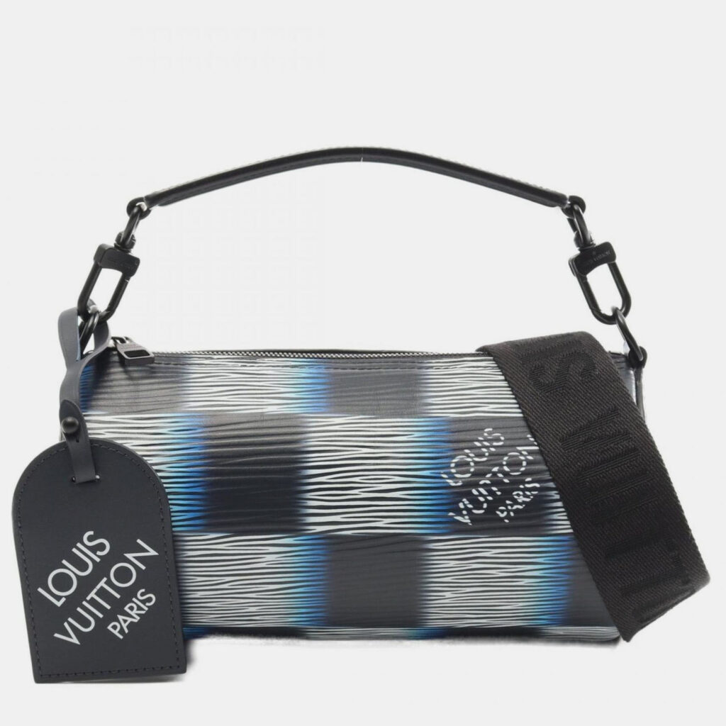 Louis Vuitton Soft Polochon PM Blue Black Damier Rush Leather Duffel Bag Louis Vuitton Soft Polochon PM Blue Black Damier Rush Leather Duffel Bag