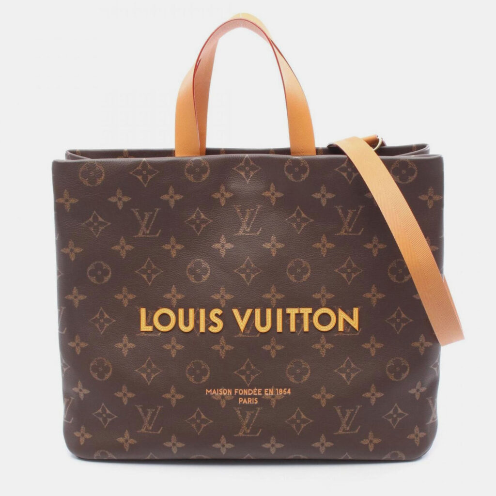 Louis Vuitton Shopper Tote MM Bag Leather Monogram Brown
