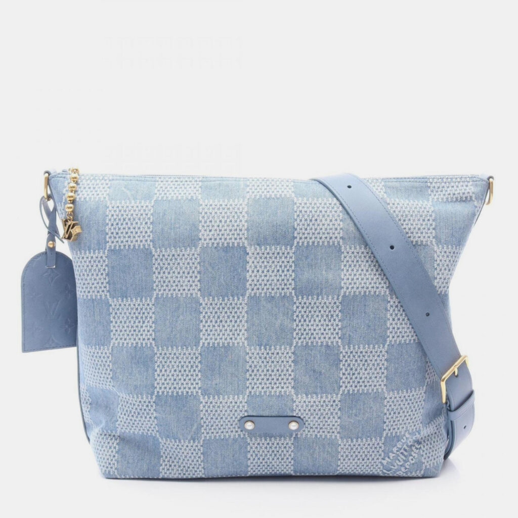 Louis Vuitton Vagabond Hobo Shoulder Bag In Denim And Leather Blue Louis Vuitton Vagabond Hobo Shoulder Bag In Denim And Leather Blue