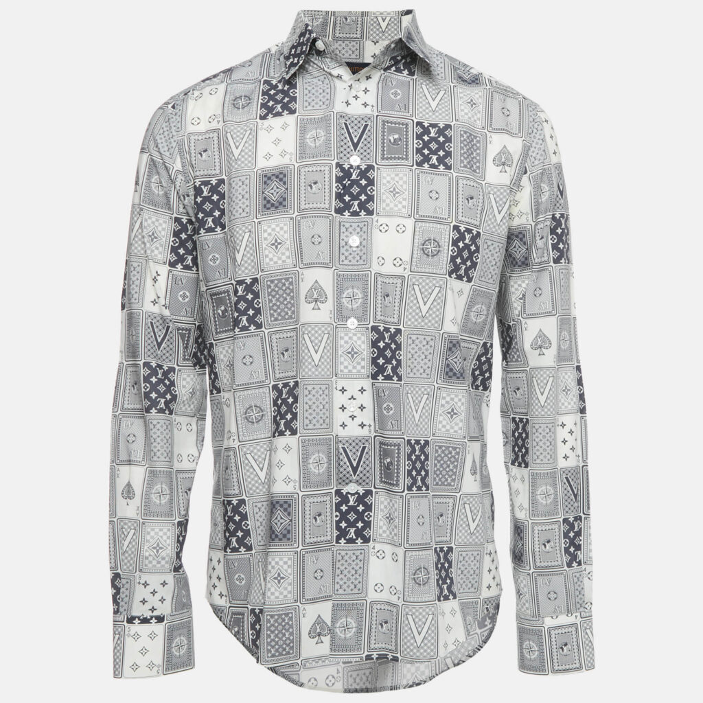 Louis Vuitton White/Blue LV Cards Print Cotton Shirt M Louis Vuitton White/Blue LV Cards Print Cotton Shirt M