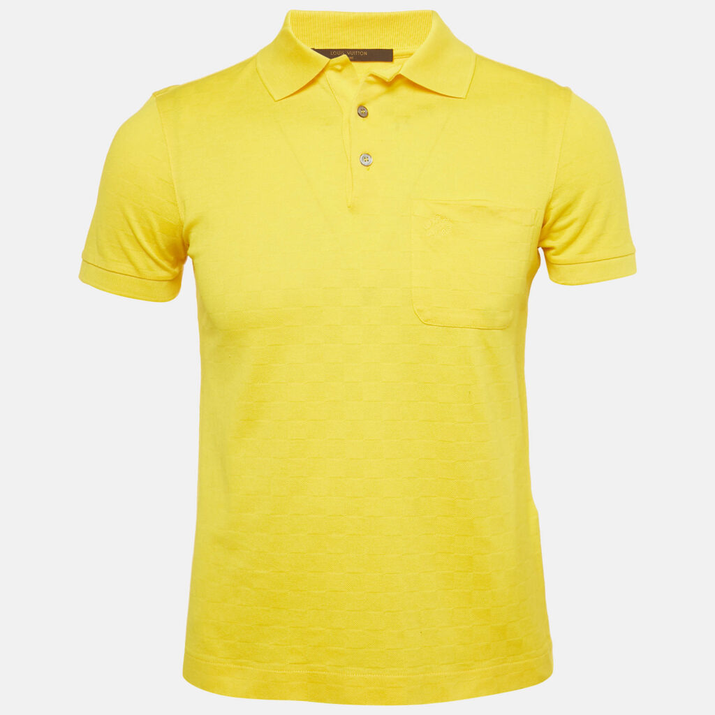 Louis Vuitton Yellow Damier Jacquard Knit Polo T-Shirt XS Louis Vuitton Yellow Damier Jacquard Knit Polo T-Shirt XS