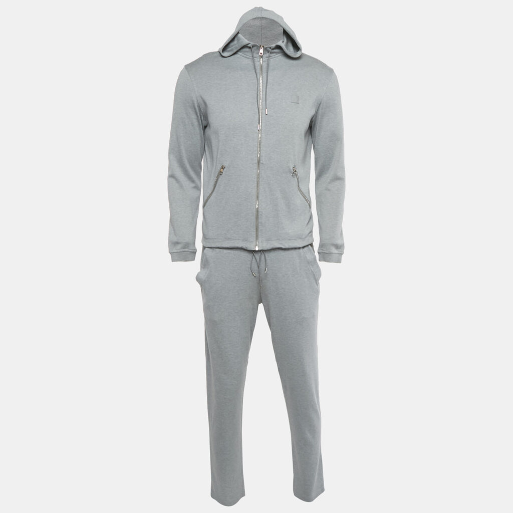Louis Vuitton Grey Logo Plaque Cotton Track Suit S Louis Vuitton Grey Logo Plaque Cotton Track Suit S