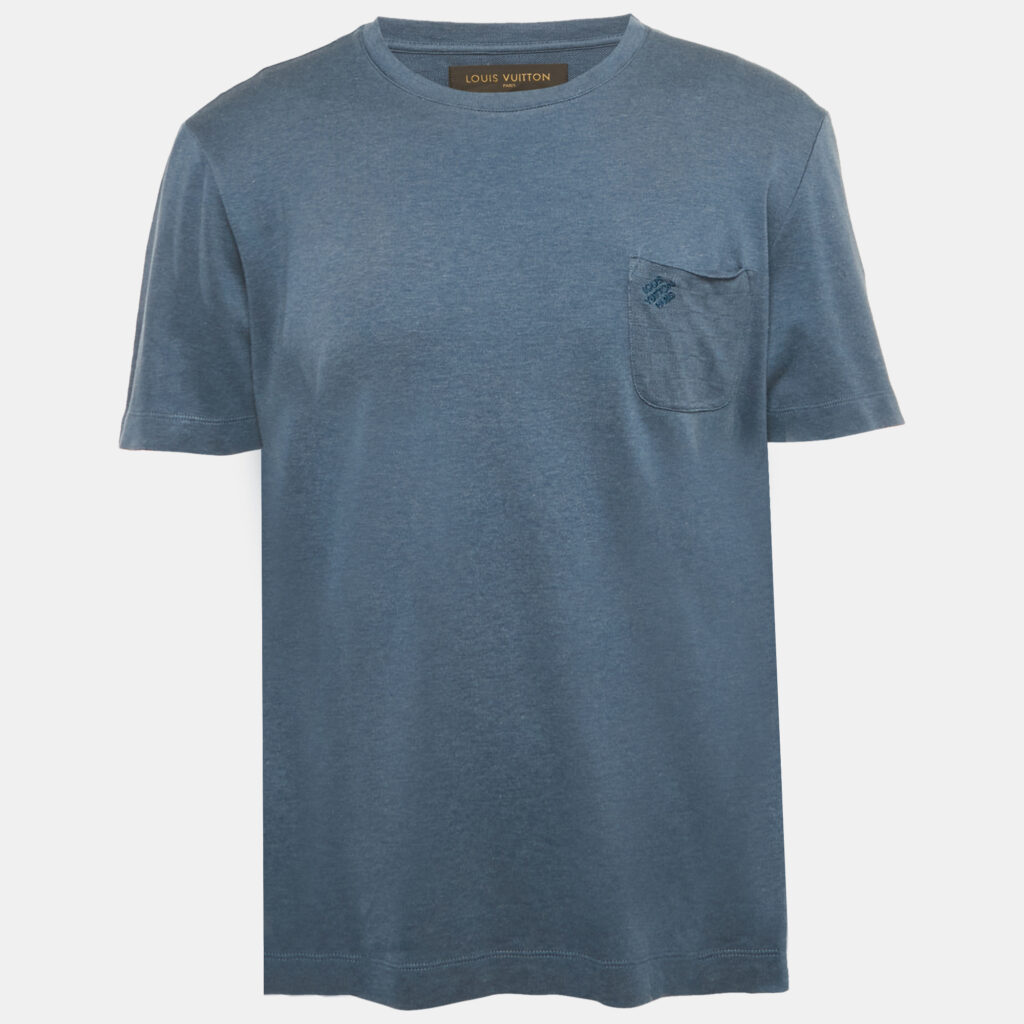 Louis Vuitton Blue Damier Pocket Jersey T-Shirt L Louis Vuitton Blue Damier Pocket Jersey T-Shirt L
