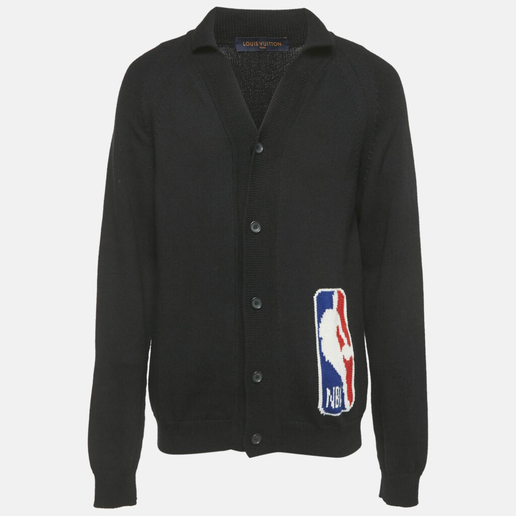 Louis Vuitton Black LV Intarsia Rib Knit Cardigan L
