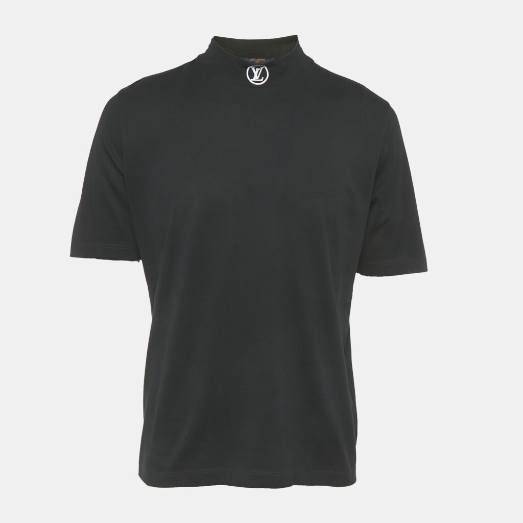 Louis Vuitton Black Logo Embroidered Cotton T-Shirt XL