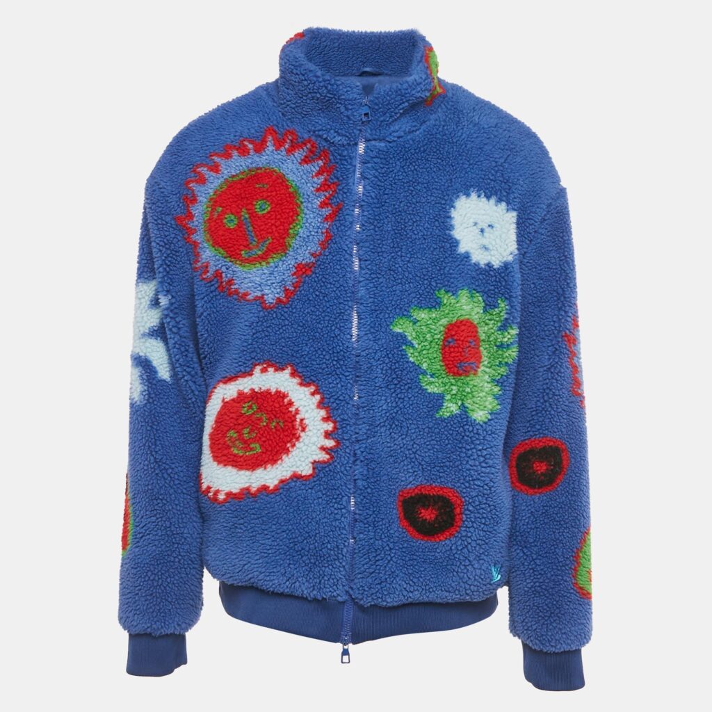 luxury-men-louis-vuitton-used-clothes-p1224758-001-1.jpg Louis Vuitton Blue Printed Fleece Zip-Up Jacket XL