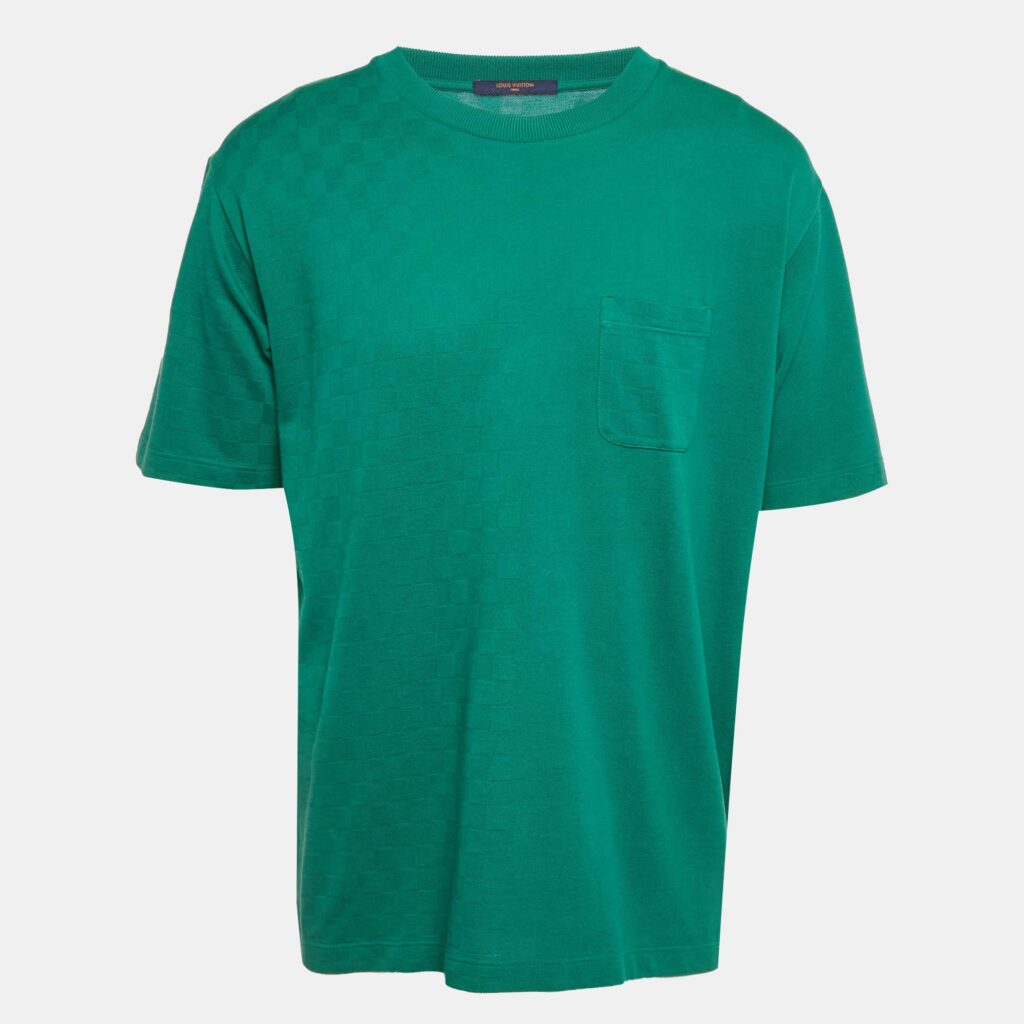 Louis Vuitton Green Damier Cotton Crewneck T-Shirt XL