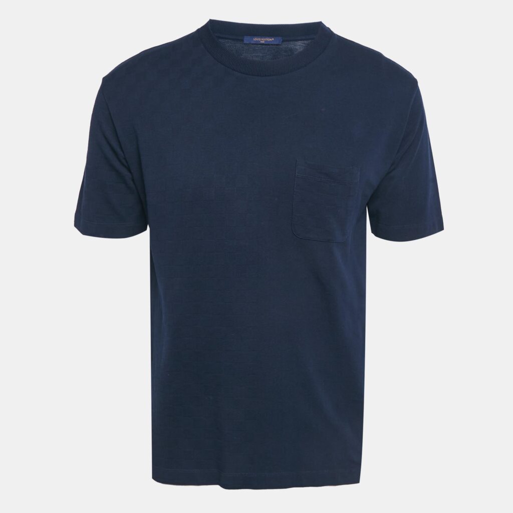 Louis Vuitton Navy Blue Damier Jersey Crewneck T-Shirt M