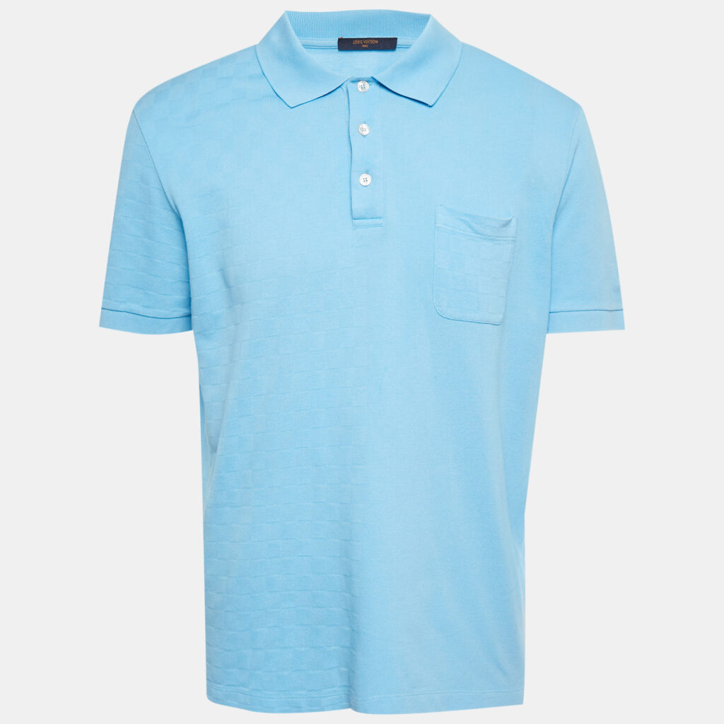 Louis Vuitton Blue Damier Pique Polo T-Shirt XL