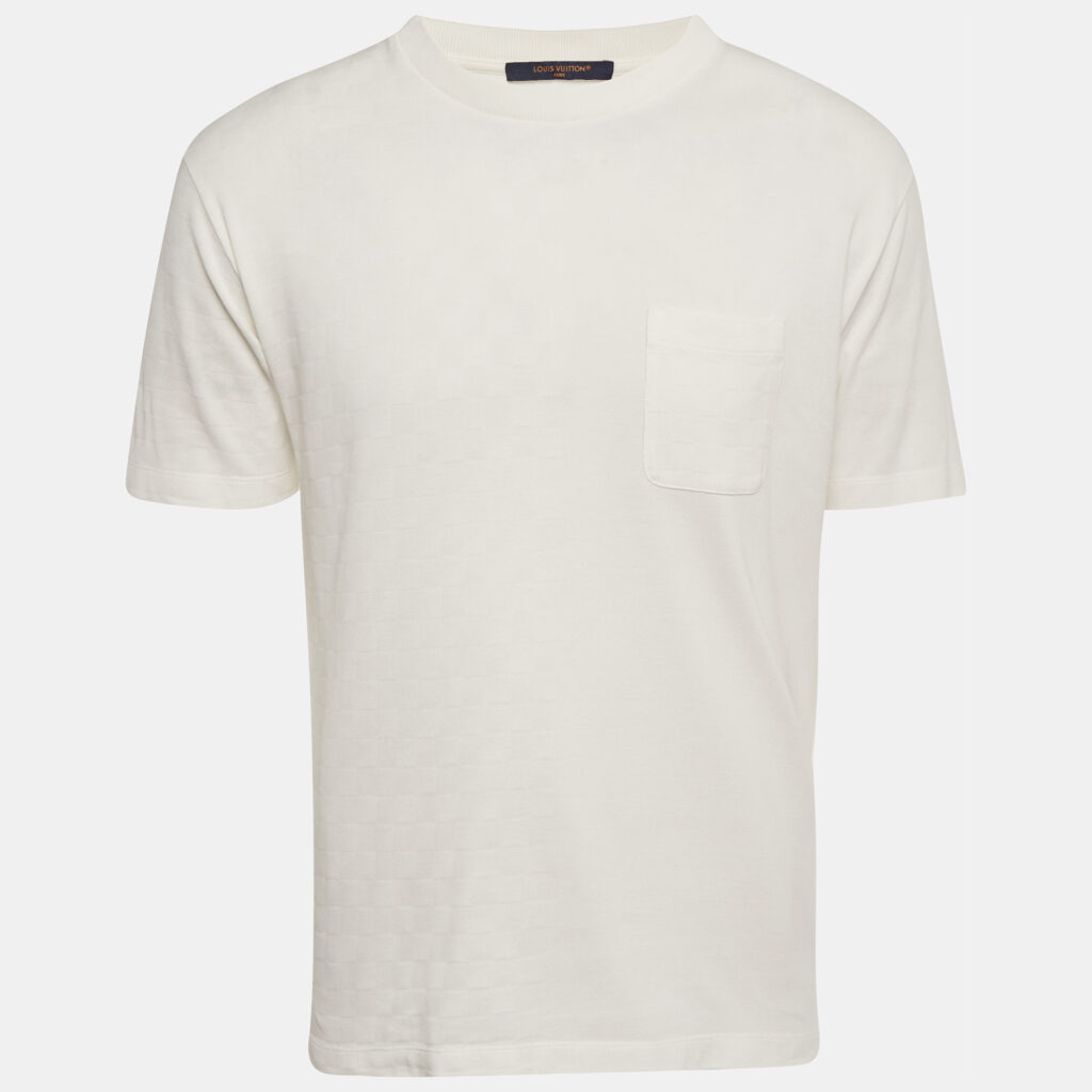 Louis Vuitton White Damier Jersey Crewneck T-Shirt M