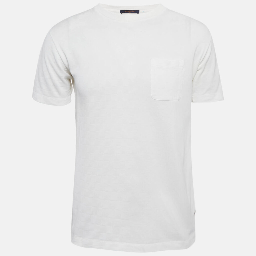 Louis Vuitton White Damier Jersey Crewneck T-Shirt S