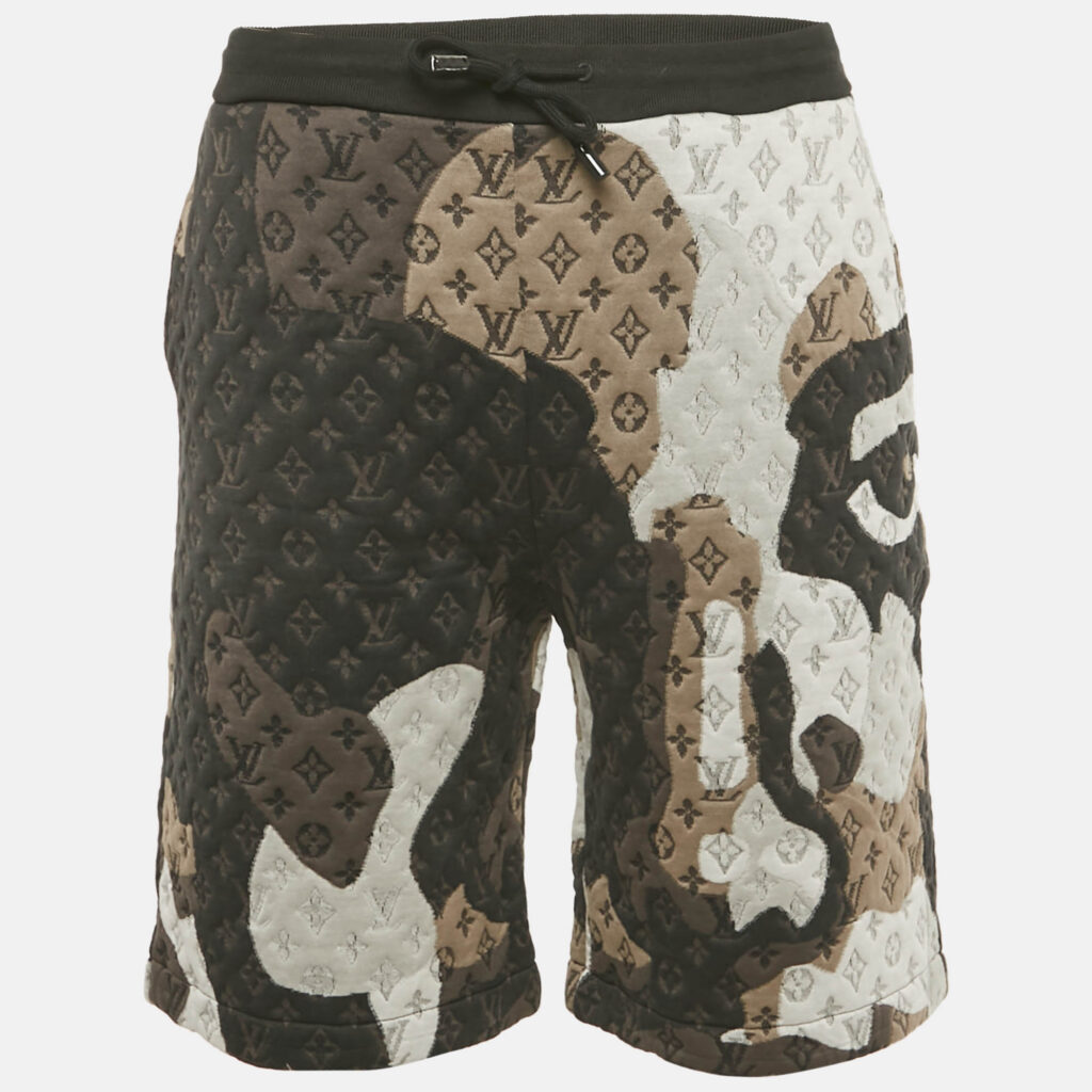 Louis Vuitton Grey Monogram Embossed Cotton Shorts L Louis Vuitton Grey Monogram Embossed Cotton Shorts L