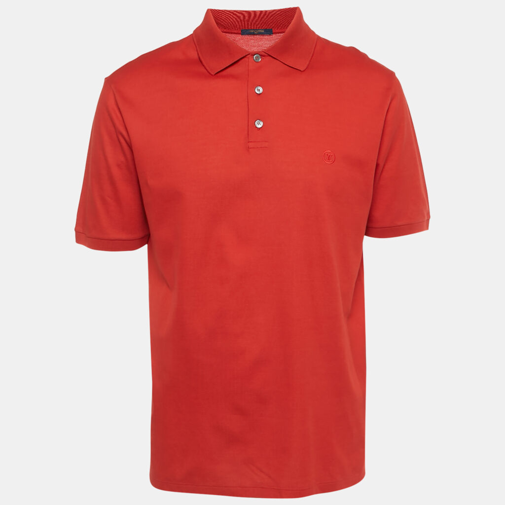 luxury-men-louis-vuitton-used-clothes-p1241969-005.jpg Louis Vuitton Red Logo Embroidered Pique Polo T-Shirt XL