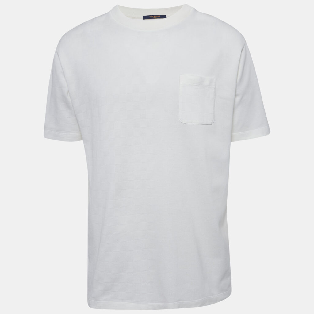 Louis Vuitton White Damier Jersey Crewneck T-Shirt XL Louis Vuitton White Damier Jersey Crewneck T-Shirt XL