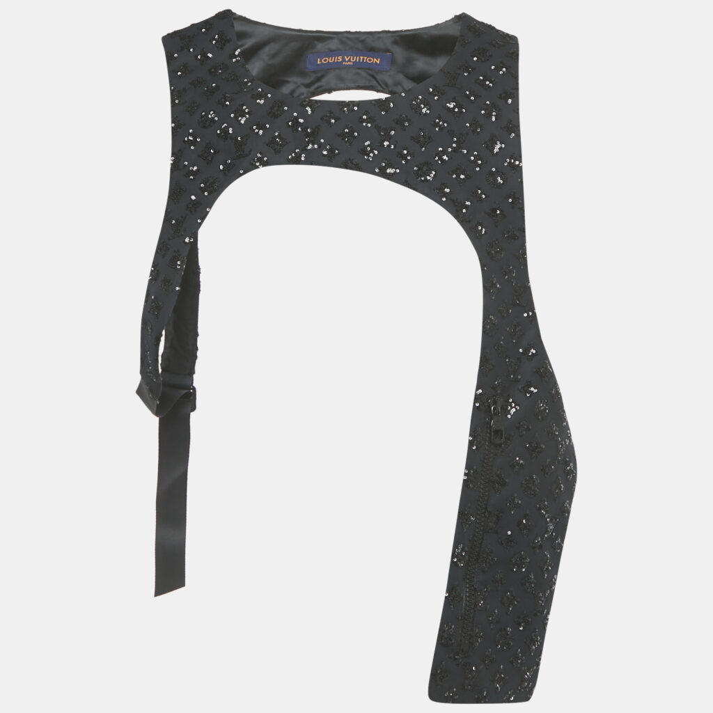 luxury-men-louis-vuitton-used-clothes-p1248833-002-1.jpg Louis Vuitton Black Sequin Monogram Cotton Fabric Mid-Layer M