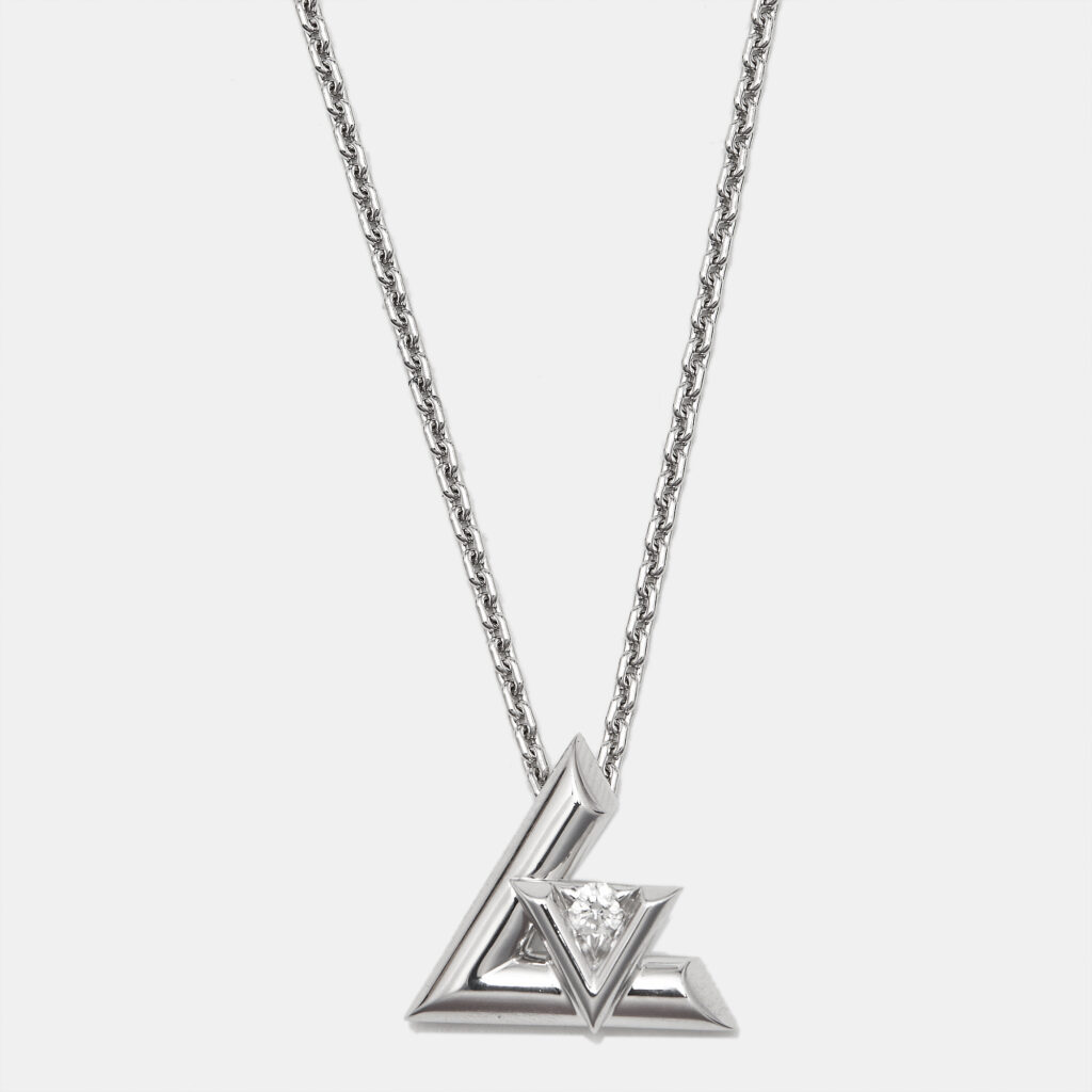Louis Vuitton LV Volt Diamond 18k White Gold Large Necklace