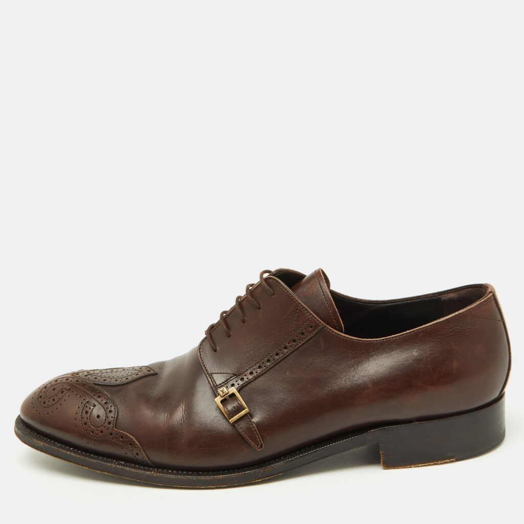 Louis Vuitton Dark Brown Brogue Leather Lace Up Derby Size 45 Louis Vuitton Dark Brown Brogue Leather Lace Up Derby Size 45