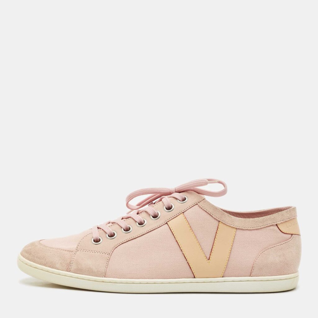 Louis Vuitton Light Pink/Brown Canvas and Suede Low Top Sneakers Size 42 Louis Vuitton Light Pink/Brown Canvas and Suede Low Top Sneakers Size 42