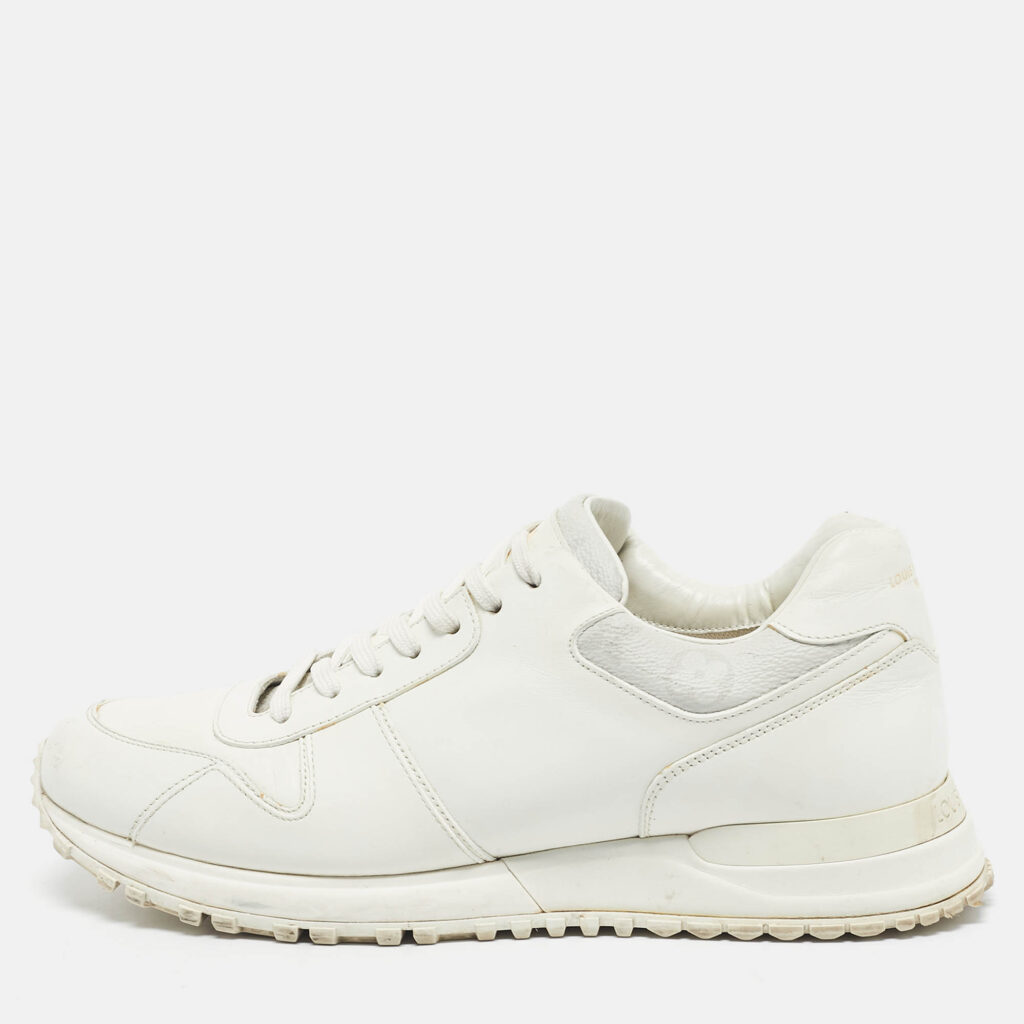 Louis Vuitton White Leather and Canvas Run Away Low Top Sneakers Size 40.5