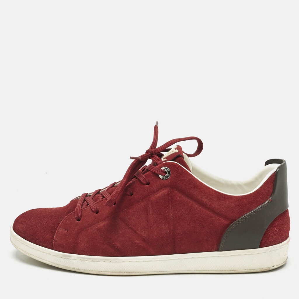 Louis Vuitton Burgundy/Black Suede and Leather Logo Lace Up Sneakers Size 43 Louis Vuitton Burgundy/Black Suede and Leather Logo Lace Up Sneakers Size 43