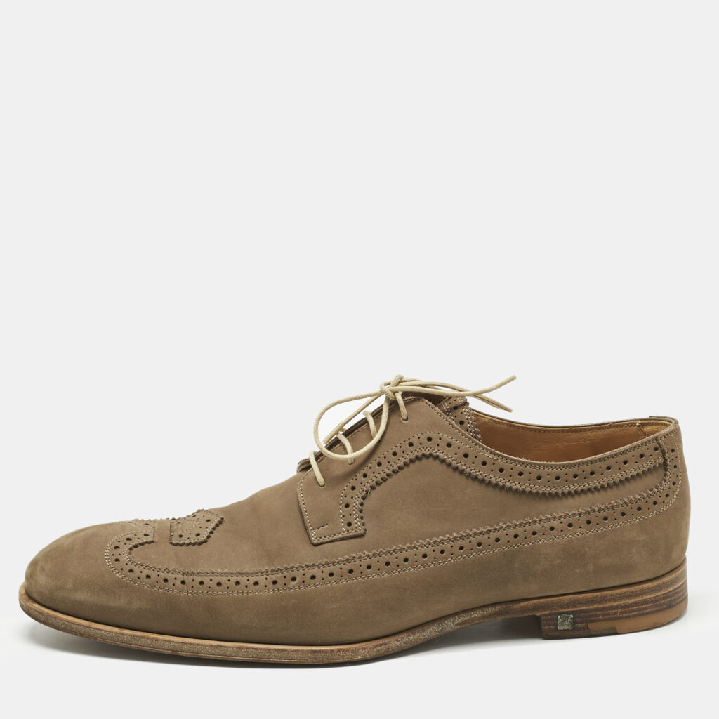 Louis Vuitton Olive Green Brogue Nubuck Derby Size 42.5 Louis Vuitton Olive Green Brogue Nubuck Derby Size 42.5
